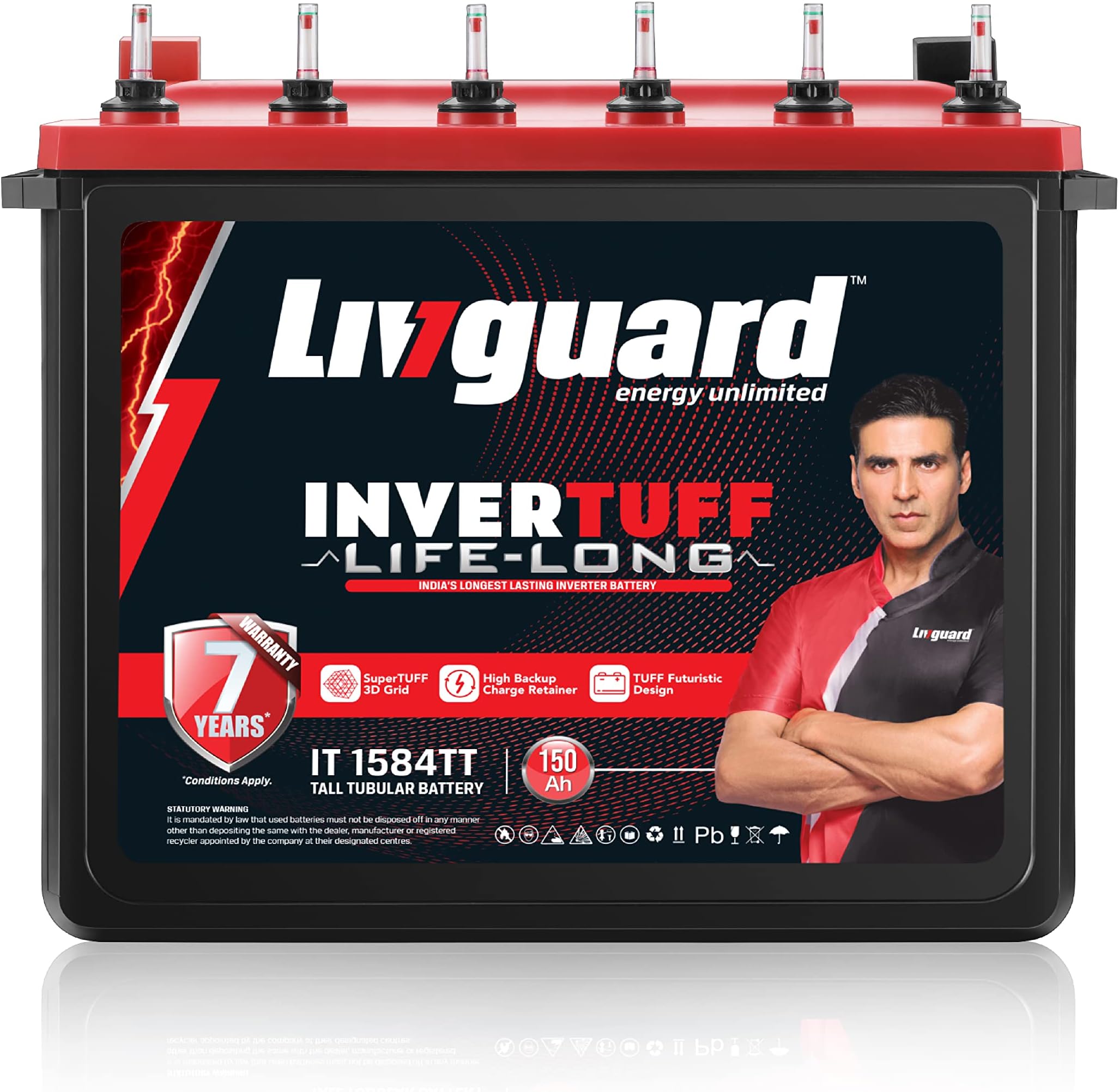 Livguard IT 1584TT |Tall Tubular Inverter Battery |150 Ah |84 Months Warranty | Reliable Backup for Home, Office and Shop