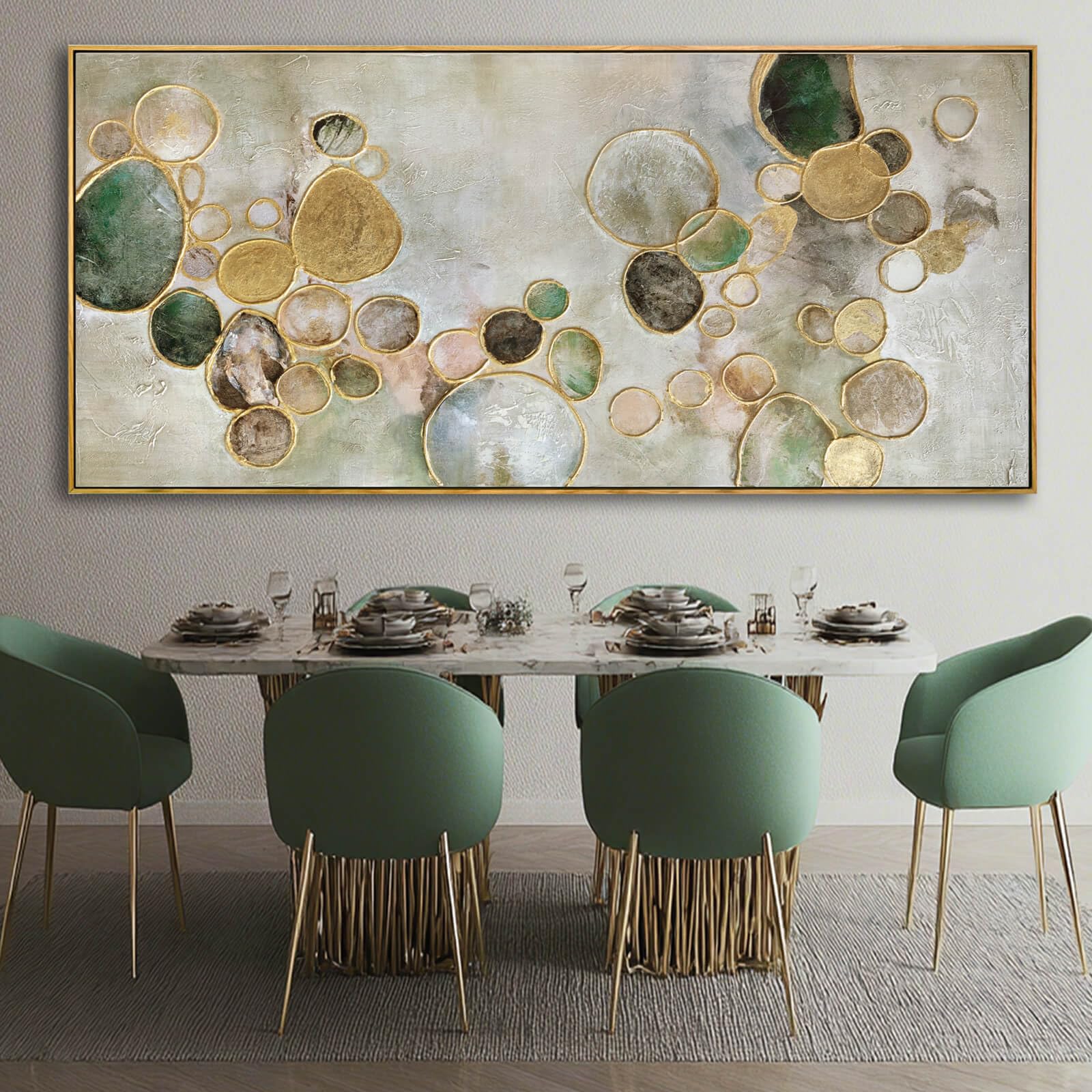 Gold Line Abstract Wall Art - Large Canvas Decor -11