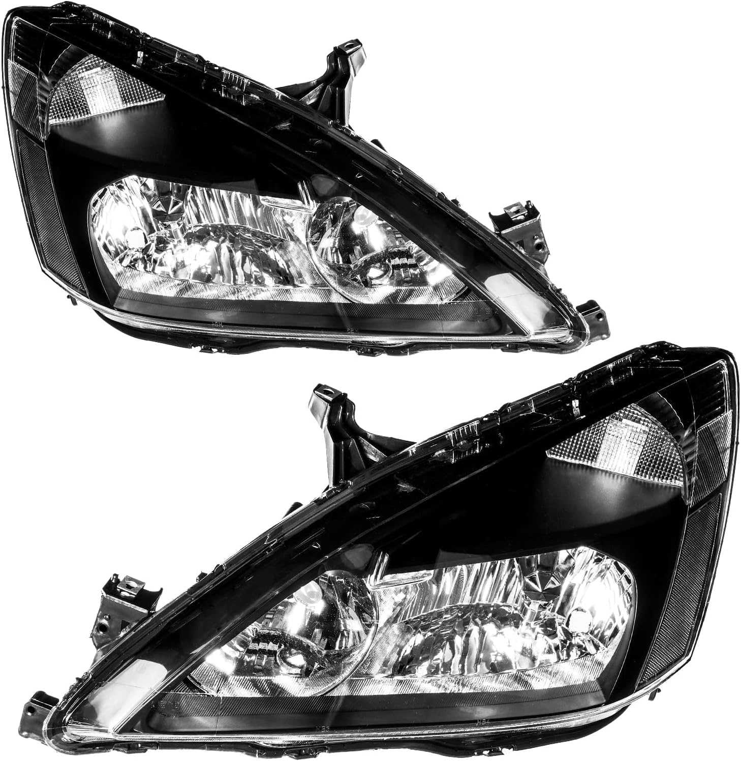 Torchbeam Headlight Assembly for 2003 2004 2005 2006 2007 Accord Pair Replacement Headlamp for 2003-2007 Honda Accord OE Style Headlights Assemblies Clear Reflector Clear Lens Black Housing