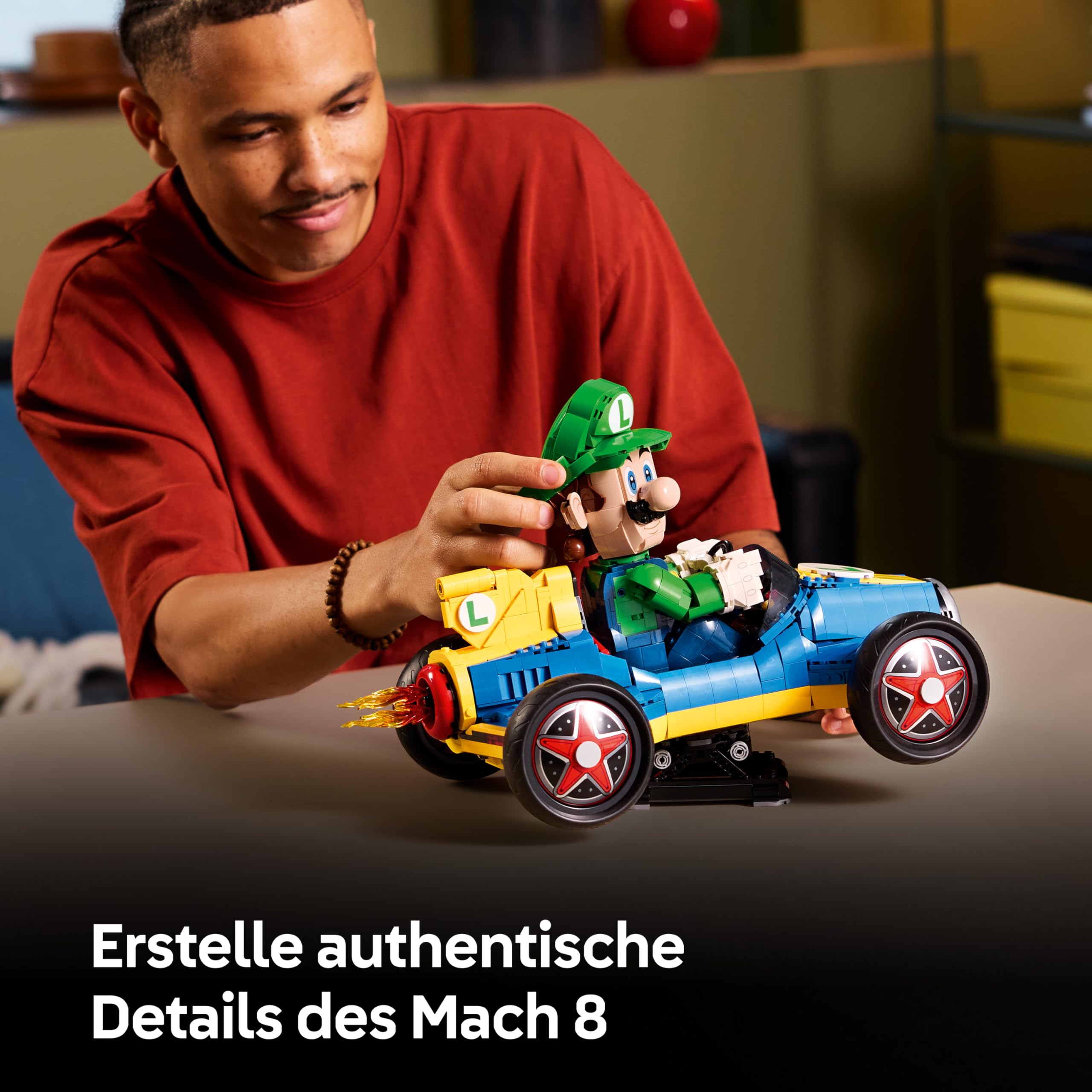 LEGO Super Mario: Mario Kart: Luigi & Turboflitzer - Nintendo Figur und Auto Modellbau für Erwachsene - Sammelbares Gaming Merch - Geschenkidee für Männer, Frauen und Fans - 72050