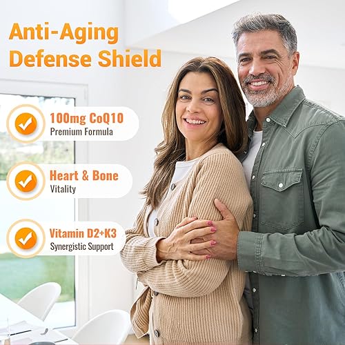 Miniatura 5 de Gomitas CoQ10, suplemento de coenzima Q10 de 100 mg con vitamina D3 2000 UI y K2 100 mcg, sin azúcar, salud cardíaca, apoyo óseo y antioxidante,
