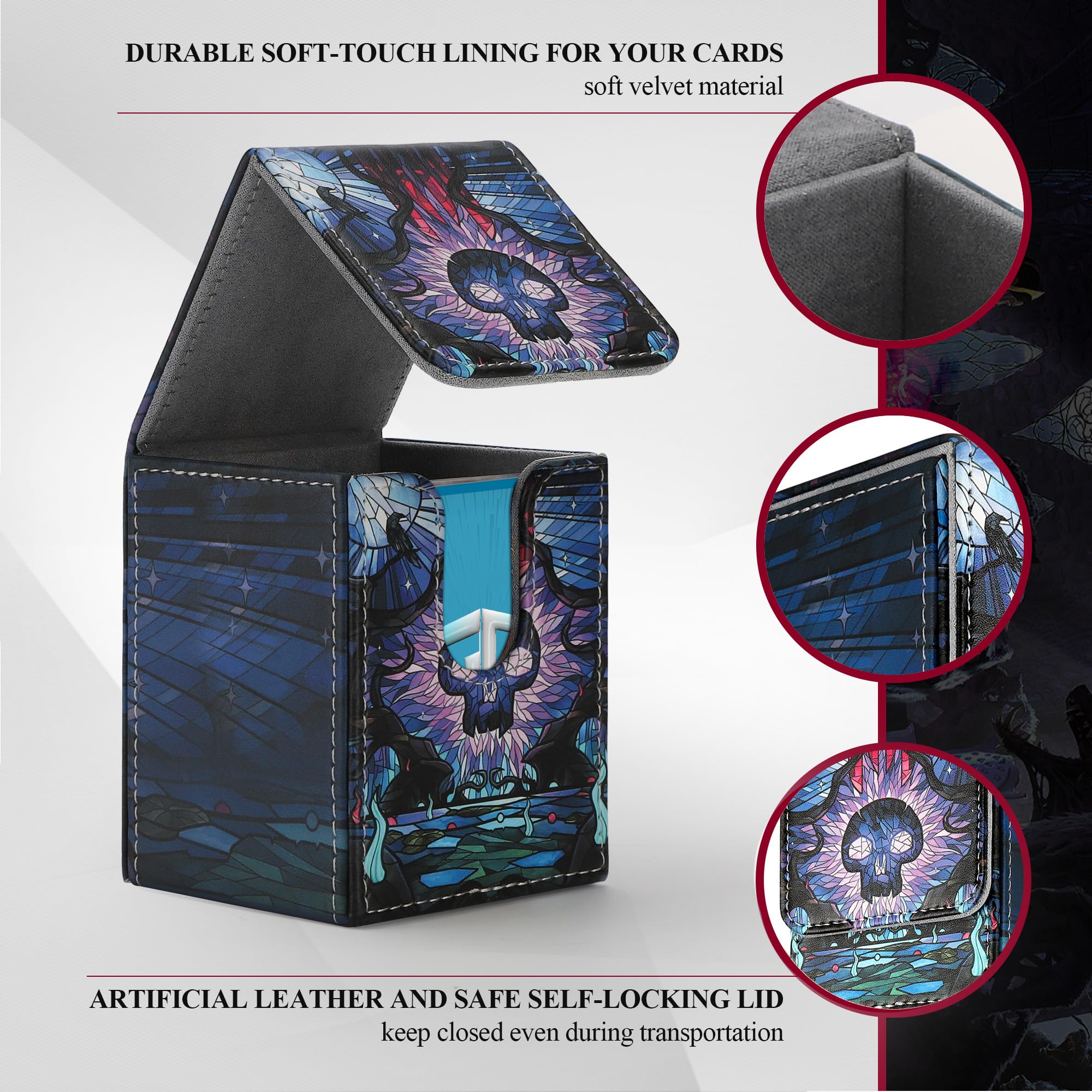 TCGUARD Deck Box per carte MTG, scatola di conservazione TCG per carte Magic The Gathering per oltre 100 carte singolarmente imbustrate con giochi di carte collezionabili, TCG, Yugioh, ecc. Viola