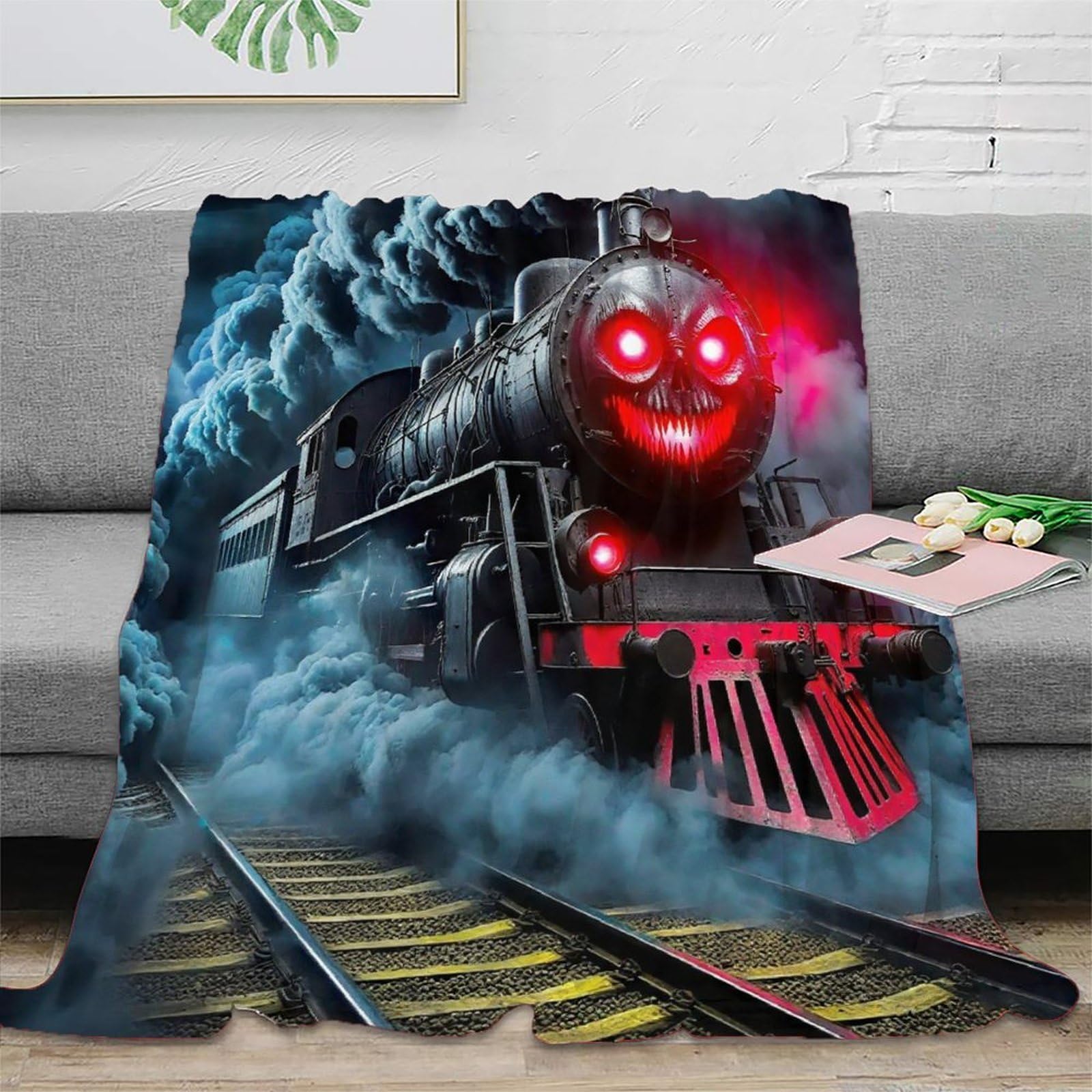 Couverture microfibre train à vapeur 3D avec finitions soignées et toucher peluche