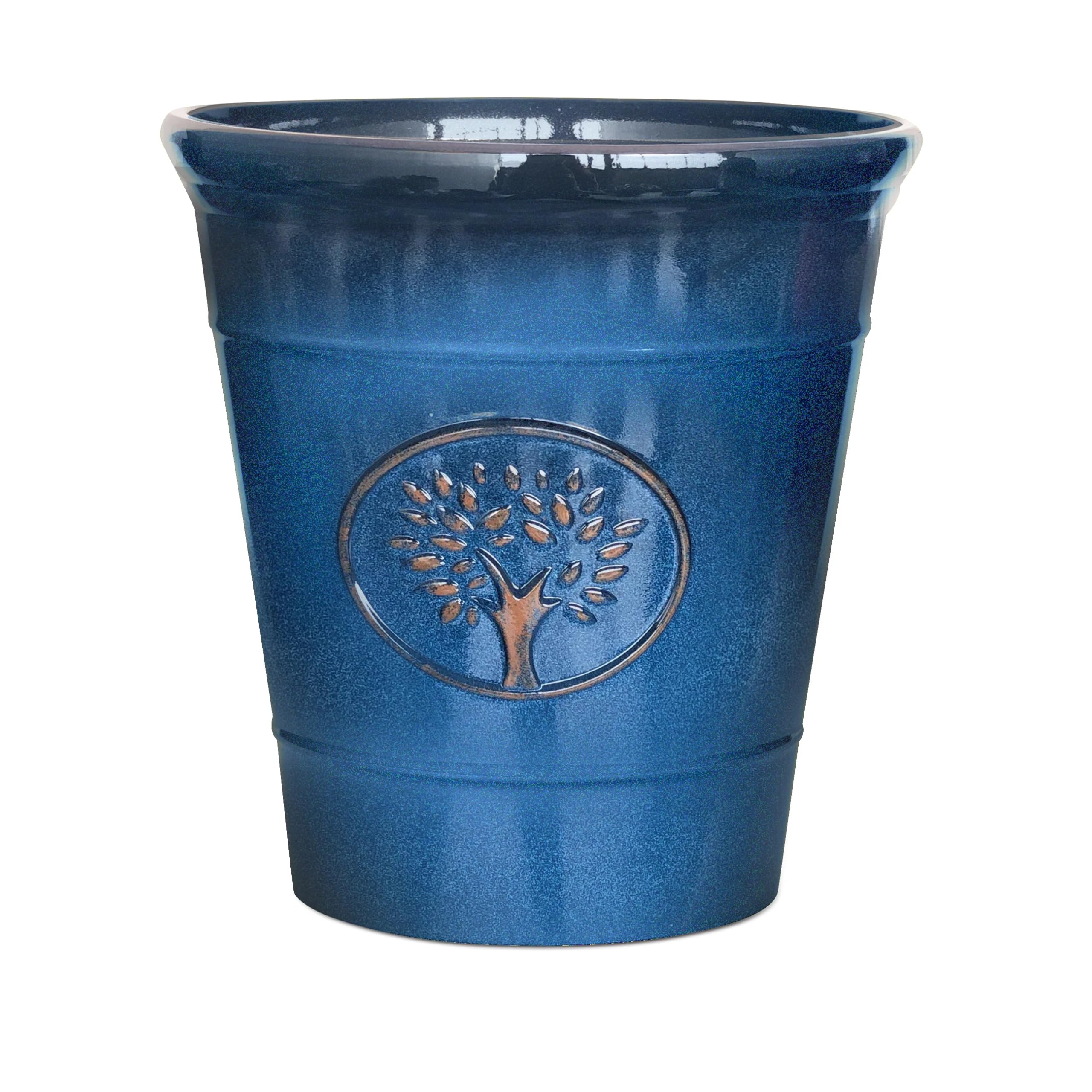 Heritage Tree Garden Pot – Decorative Tree of Life Indoor/Outdoor Planter, Large Lightweight Frost Proof & UV Resistant Plant Pot for Patio, Garden. (Blue, 30 Litre)