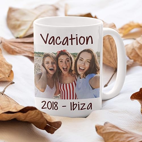 Miniatura 3 de Tazas de café con foto personalizada, 15 onzas, color blanco con imagen, texto, regalos personalizados, taza personalizada de cerámica, taza