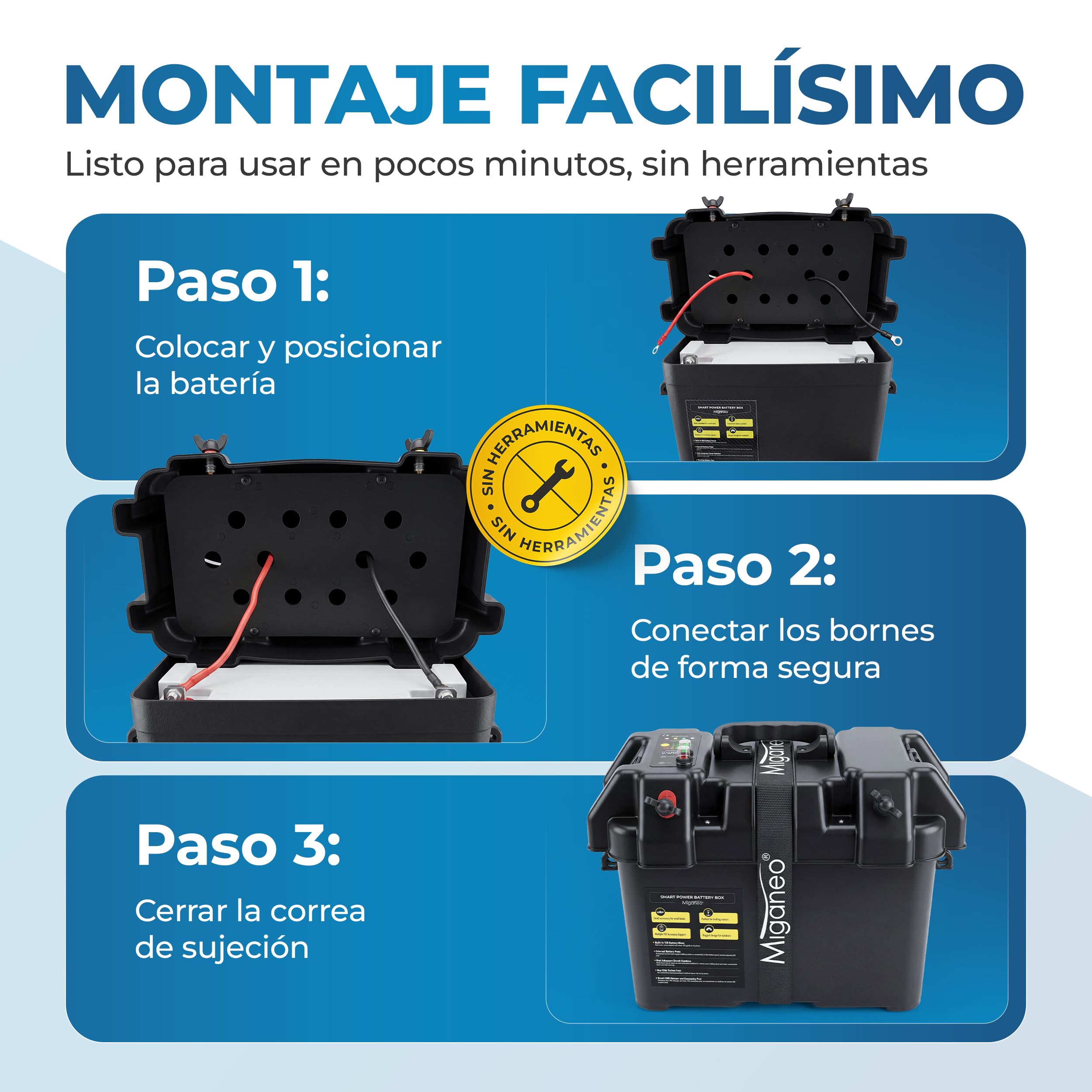 Miganeo Caja batería para barco motor eléctrico motor manguera barco fueraborda