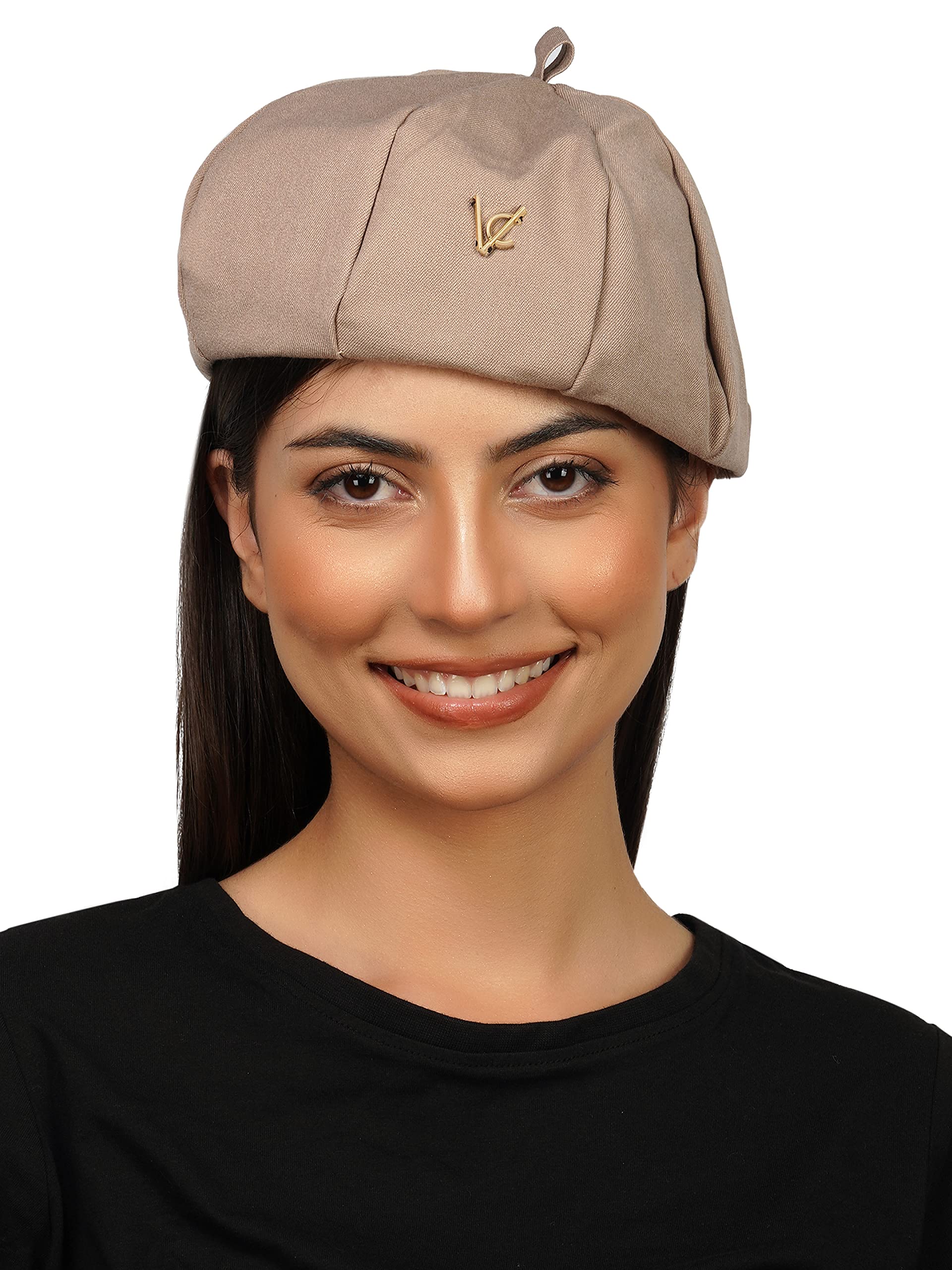 iSWEVENFrench Beret Cap Summer Season Unisex Artist Newsboy Hats, Ascot Cotton British Style Adjustable Women's Caps (WBC8118, Free Size)