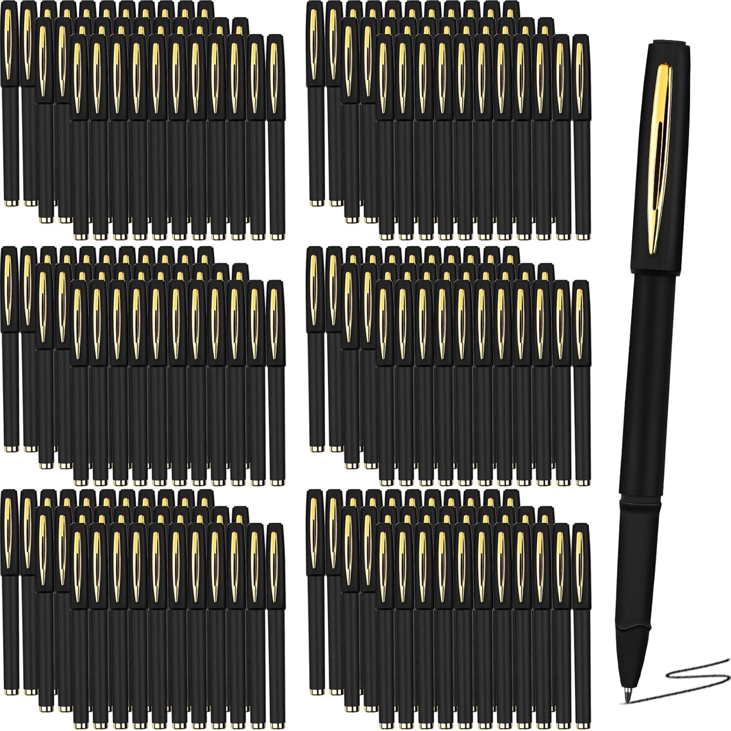Outus 200 Pcs Black Gel Ink Pens Rollerball Pens Bulk 0.5mm Black Pen Bulk Ultra Fine Point Roller Ball Pens Gel Pens for Office, School, Writing, Taking Notes, Sketching