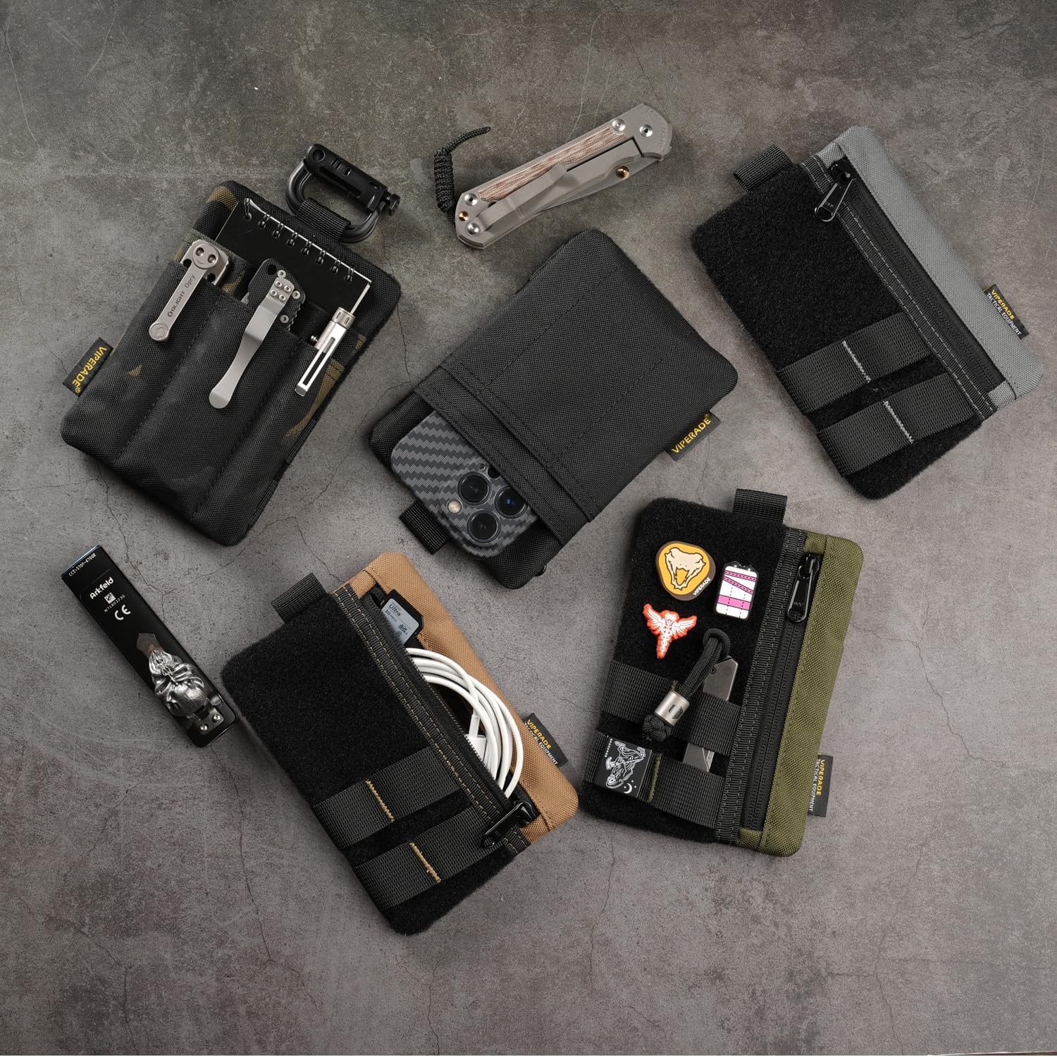 VIPERADE VE27 EDC Organizer, 6 Pocket Multitool Pouch with Zipper