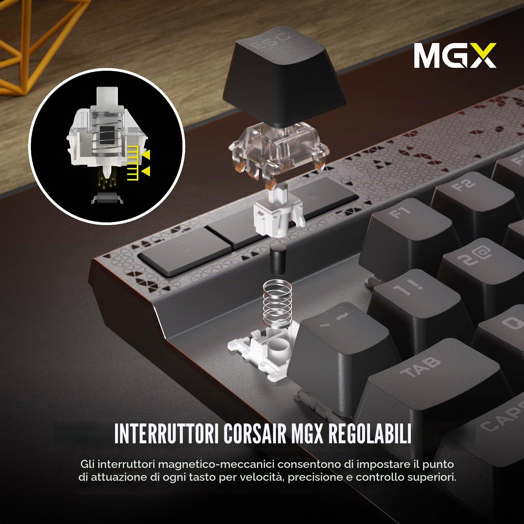 Corsair K70 MAX RGB Tastiera da Gioco Cablata Magnetico-Meccanica - Interruttori MGX Regolabili - Keycaps PBT a Doppio Scatto - Compatibile con iCUE - PC, PS5, PS4, Xbox - QWERTY IT - Grigio Acciaio