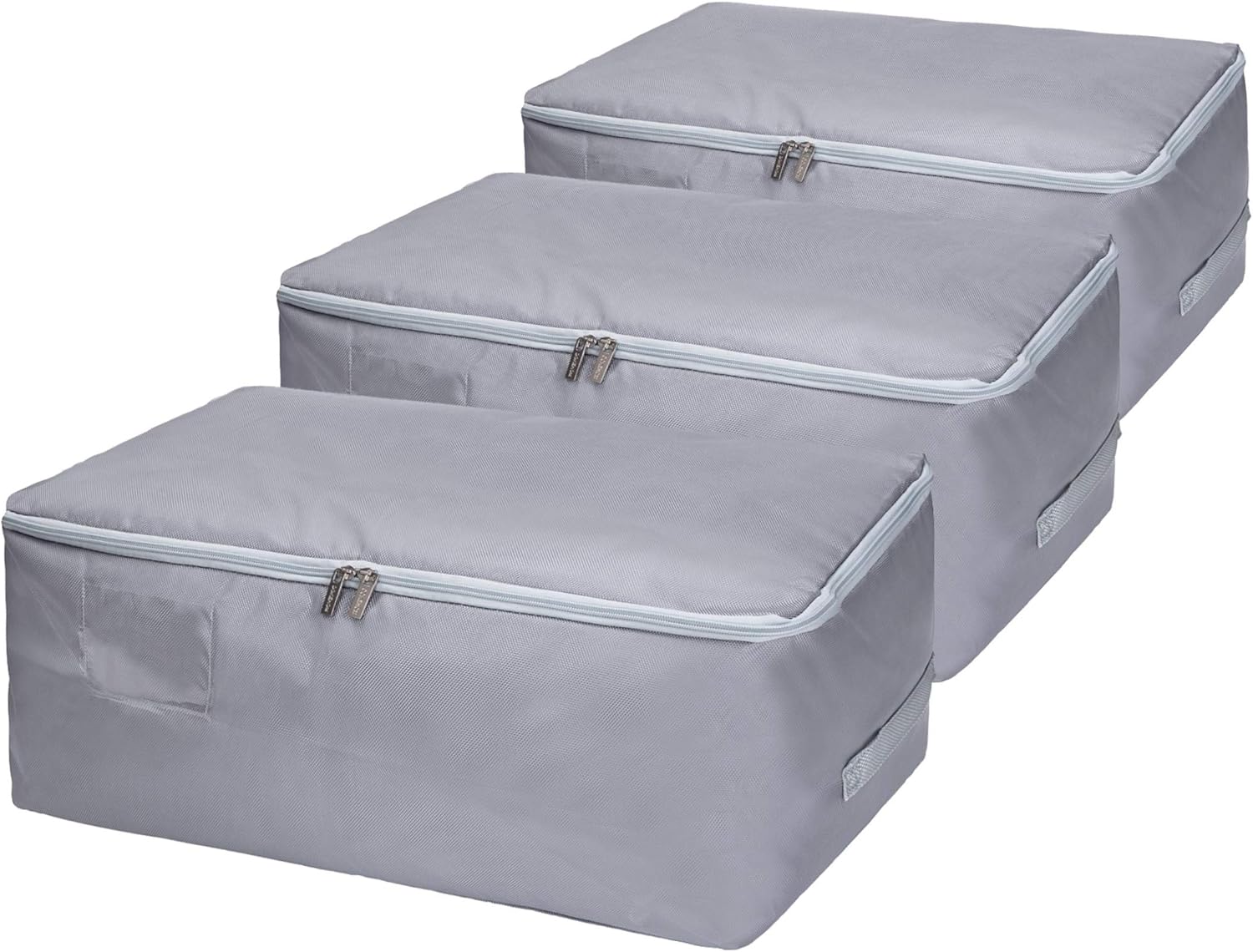 Amazon Brand–Umi Bolsa de Almacenamiento de Ropa de 105L Gran Capacidad con la Cremallera Robusta y Asa Reforzada, Organizador de Transpirable Edredones, Mantas, Ropa de Cama-Gris,XXL,3 Piezas