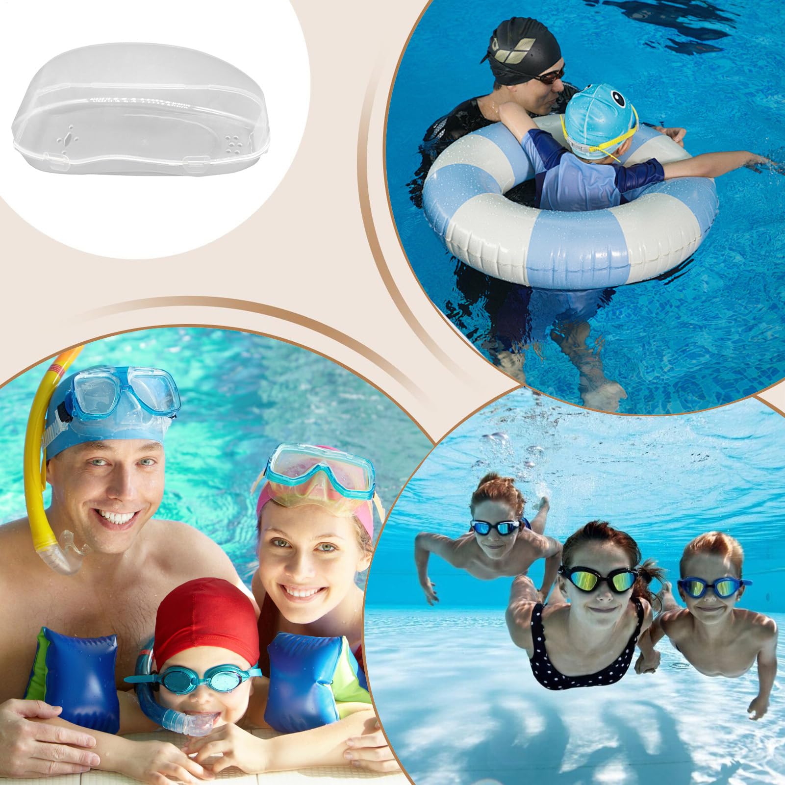 Genérico Estuche Para Gafas De Natación Y Buceo, Caja de Almacenamiento para Gafas de Buceo, Almacenamiento Amplio Para Gafas De Natación, Funda Portátil Para Gafas De Buceo Adultos Y Niños