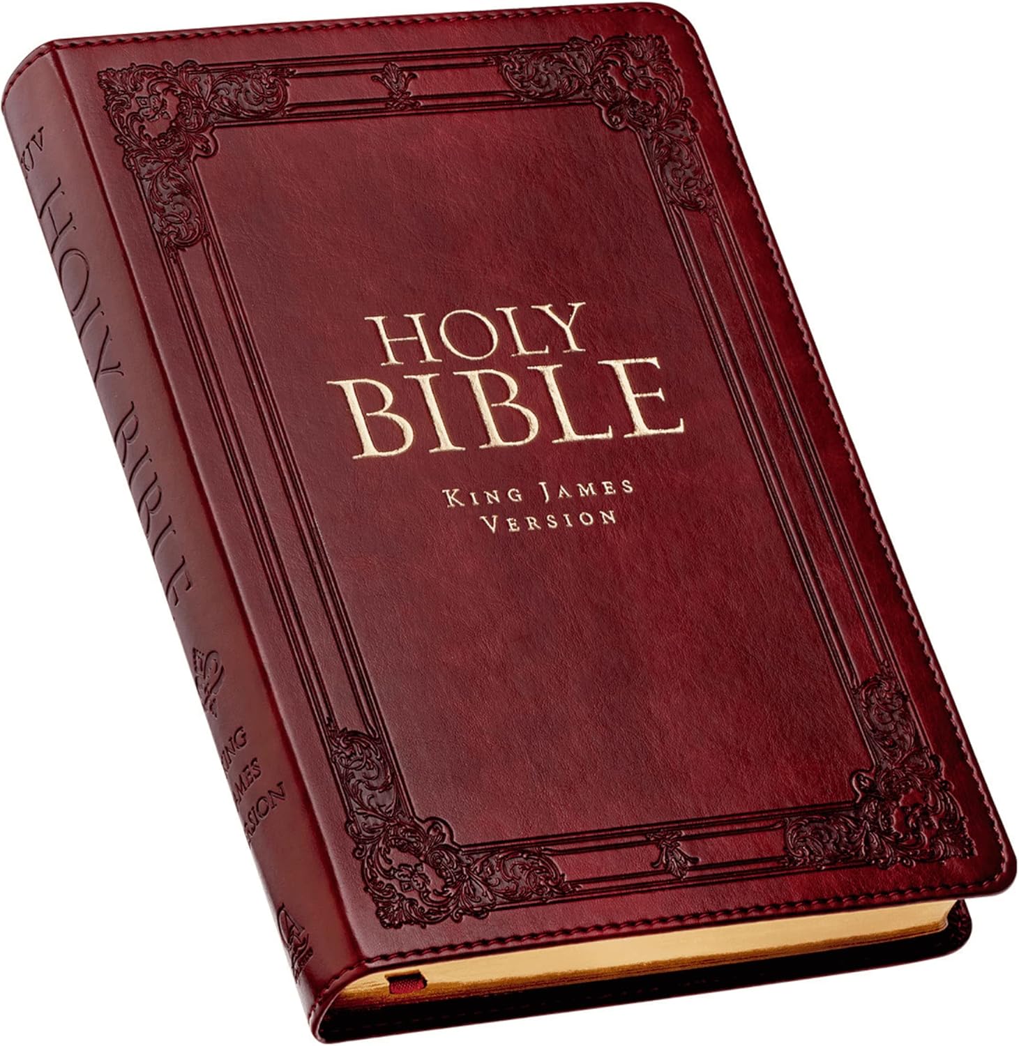 Personalized Bible Custom Text Your Name Holy Bible KJV Standard Size Thumb Index Edition Burgundy King James Version Bible Custom Made Gift for Baptism Christenings Birthdays Celebrations