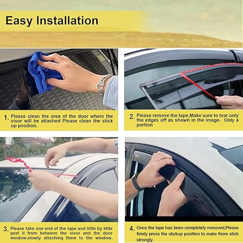 Miniatura 5 de Viseras de ventana, protectores de lluvia, deflector de ventilación, en el canal se adapta a Dodge 2009-2018RAM1500 Crew Cab, Ram 25003500 Crew Cab