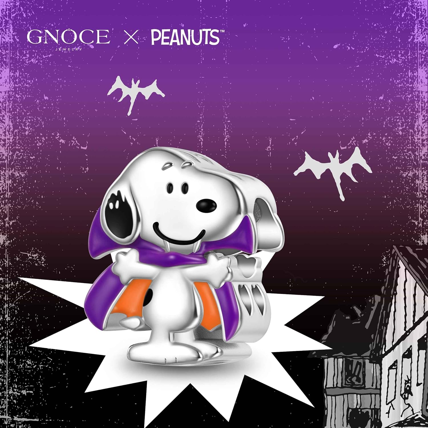 GNOCE Peanuts Halloween Snoopy Charm for Women, S925 Sterling Silver Dangle Charms for Women Wife, Valentine‘s Day, Mother’s Day Jewelry - Image 6