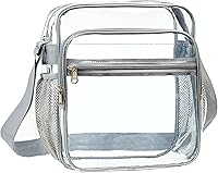 Vista 9 de Bolsa transparente aprobada para estadios, bandolera transparente con correa ajustable para conciertos, eventos deportivos Negro