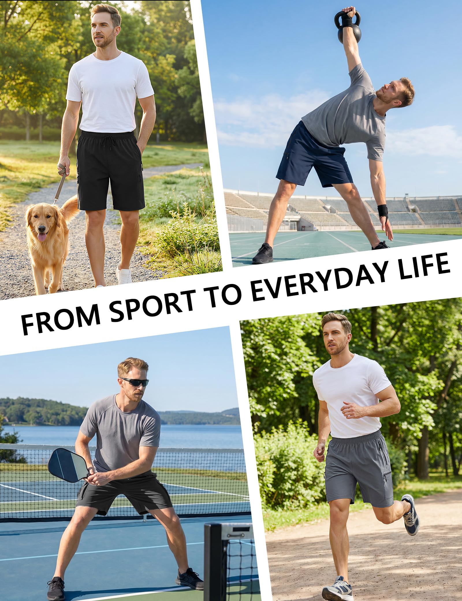 ZENGVEE Sporthose Herren Kurz Running Gym Sport Shorts Schnell Trocknend Trainingshose Laufhose mit Reißverschlusstasche