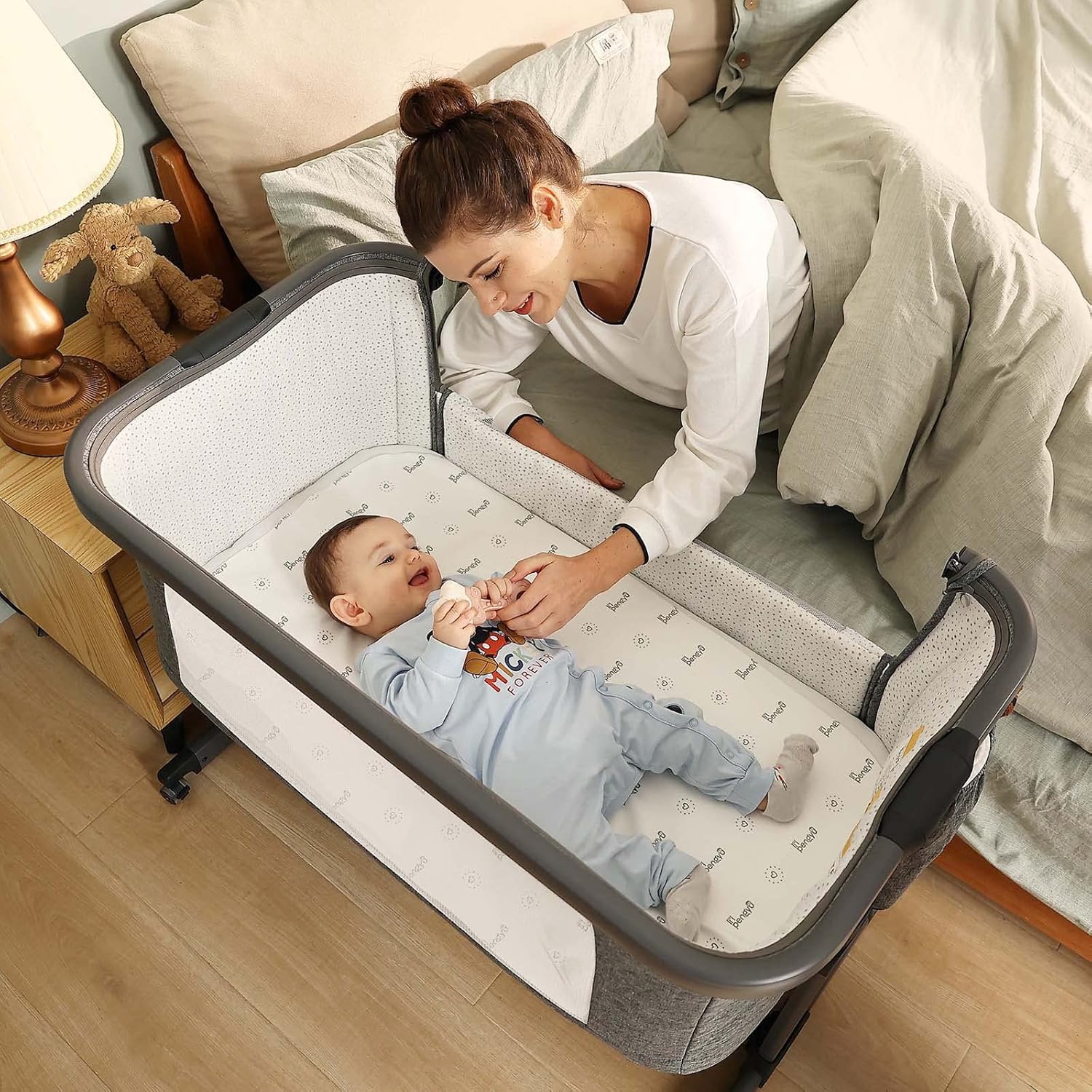 Li’l Pengyu Bedside for Baby, Adjustable Baby