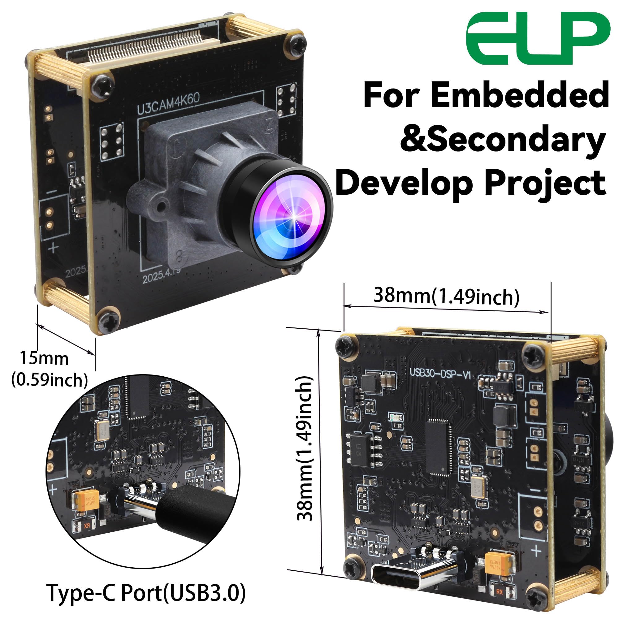 Amazon.co.jp: ELP 高速 4K 60FPS USBカメラモジュール コンピューター