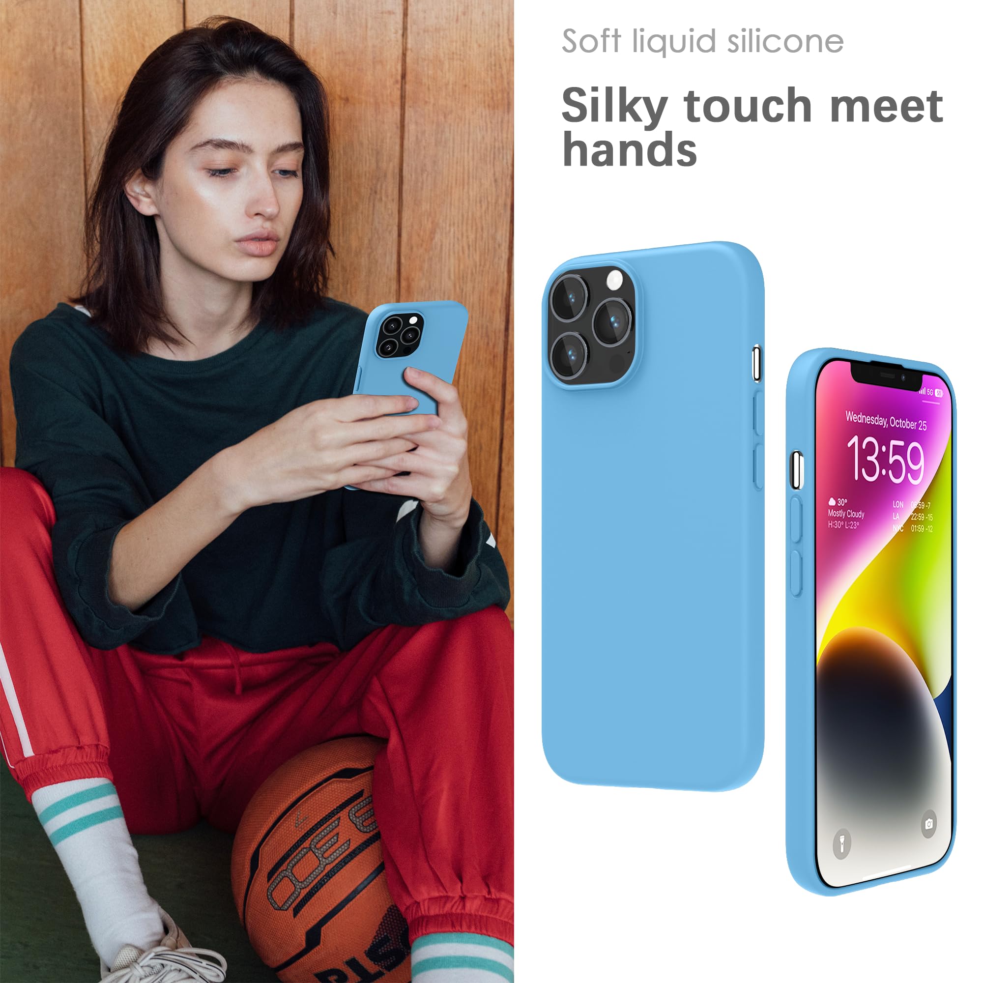 YATWIN Silicone Case for iPhone 13 Pro, Soft-Touch, Shockproof, DustProof - Image 4