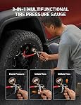 AstroAI T1 Digital Tire Inflator with Pressure Gauge 3-250 PSI, Industrial Tire Pressure Gauge Calibrated to ANSI B40.7 Grade 2A, Heavy Duty Air Compressor Accessory with Air Chuck for Car, Truck, Red
