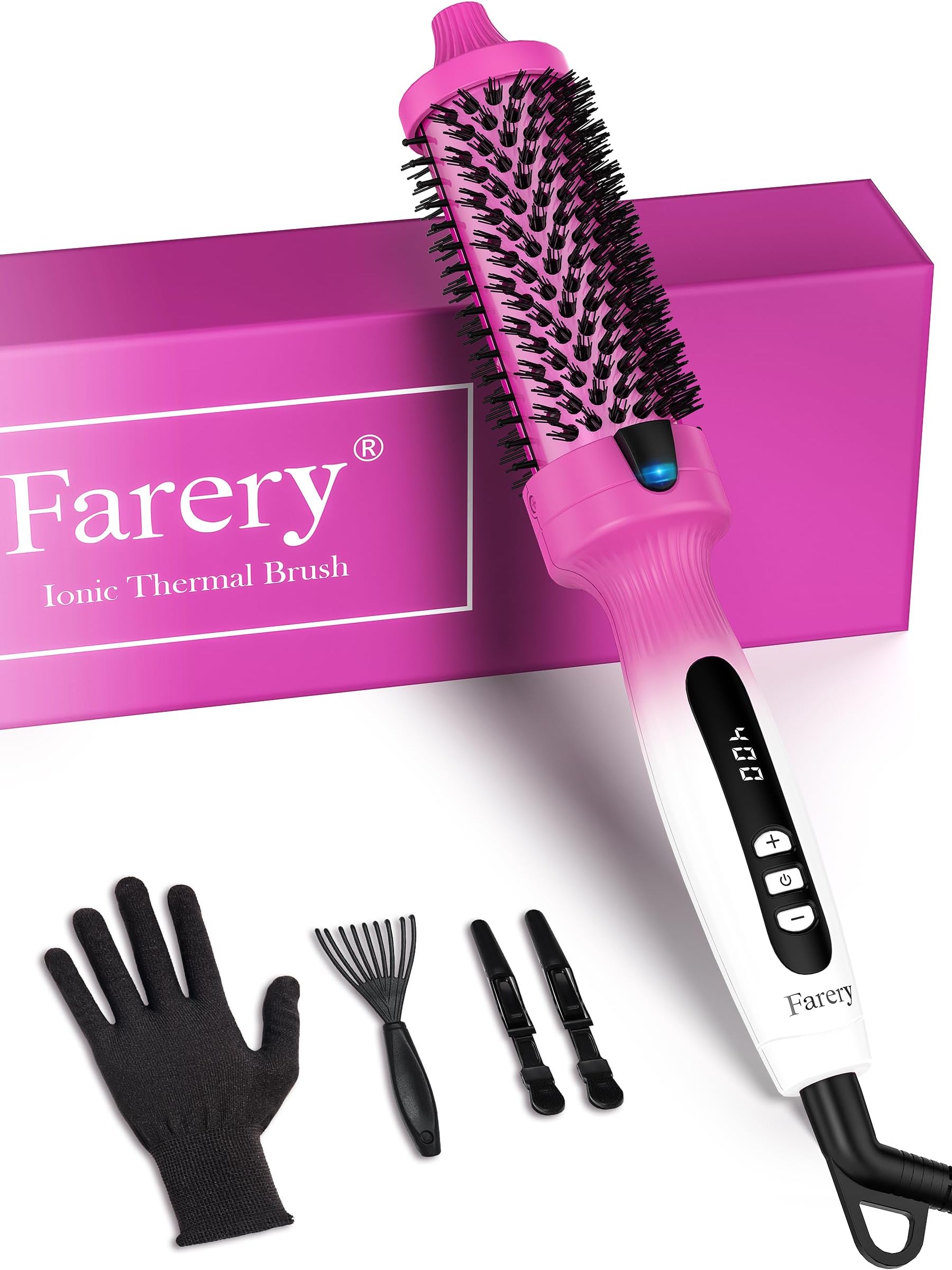 1.5-Inch Thermal Brush - Ceramic Ionic Heated Round Brush for 90's Full-Bodied Style, Volumizing, Smooth Hair & Natural Curls, Dual MCH Heating, Digital Display, 9 Temperature, Dual VoltageClimatePartner certified