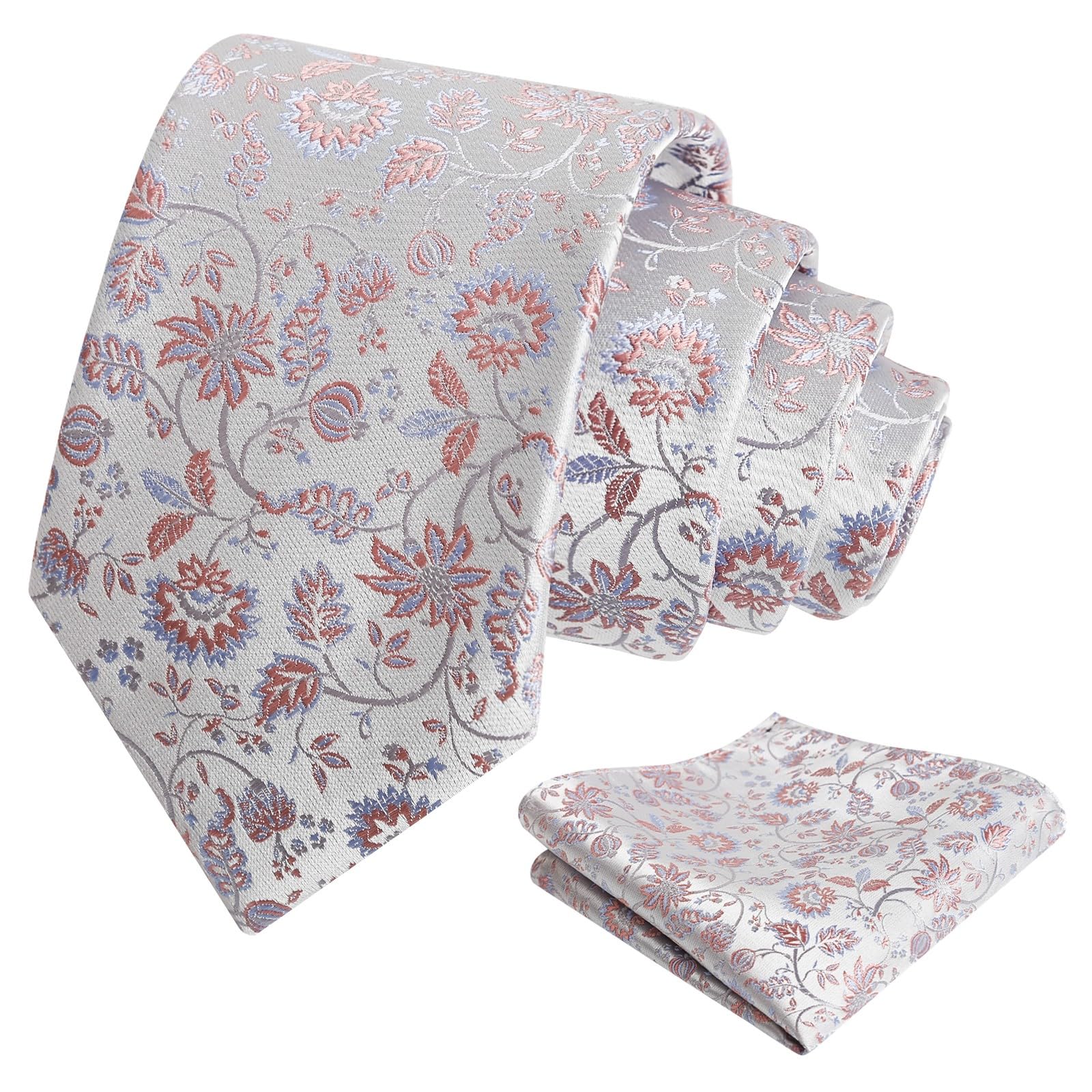 Alizeal Mens 3.15inches Leaf Flower Pattern Tie Set
