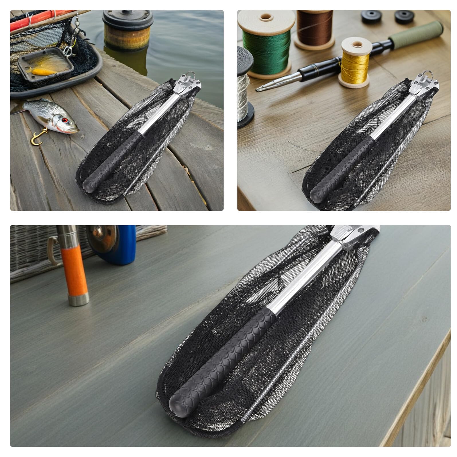 WOONEKY Mini Épuisette Triangulaire Pliable 3 Pièces en Alliage D'aluminium