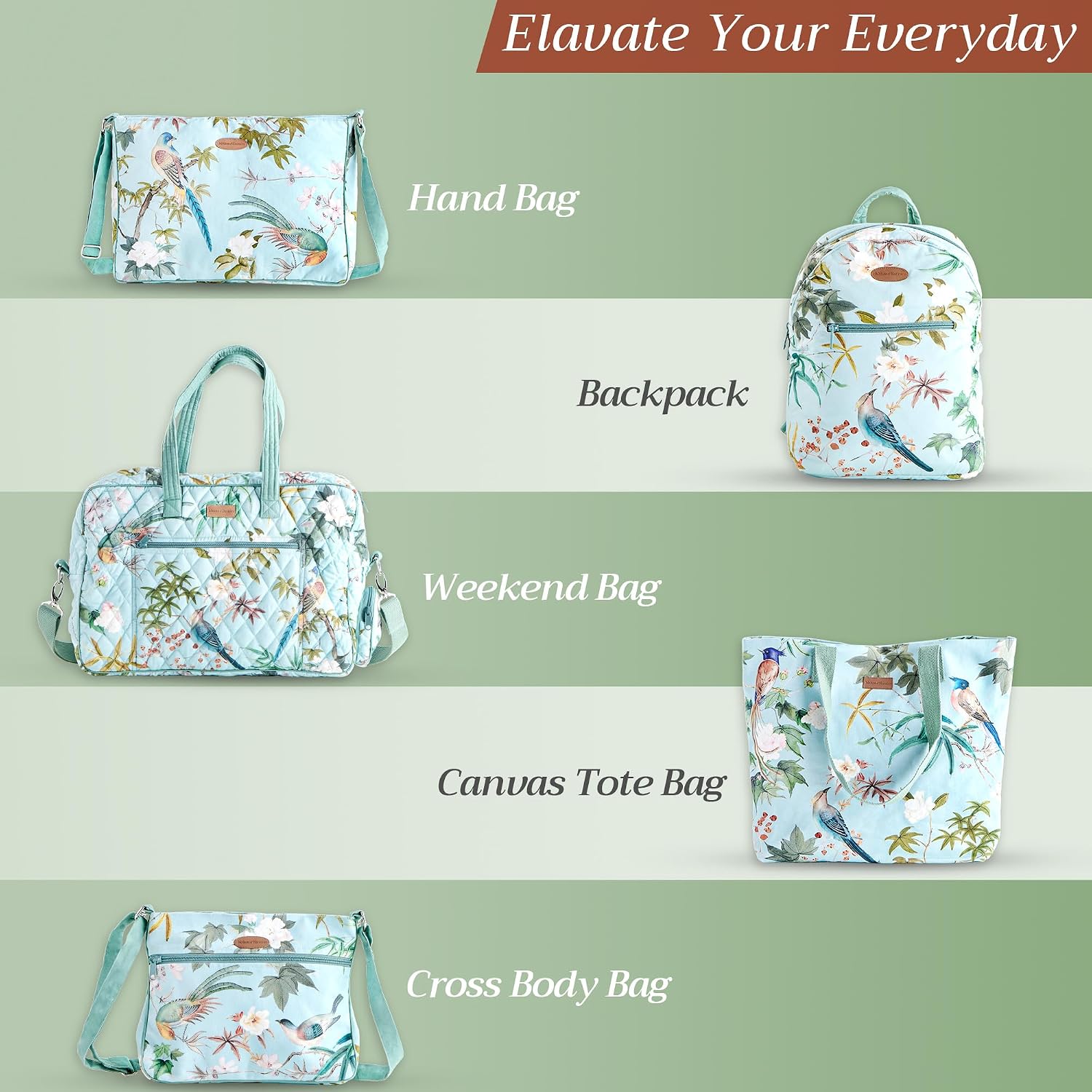 Maison d' Hermine Shopping Bags Cotton Quilted Tote Bag Zipper Pockets Small Pouch Reusable Grocery Bag Spring Summer