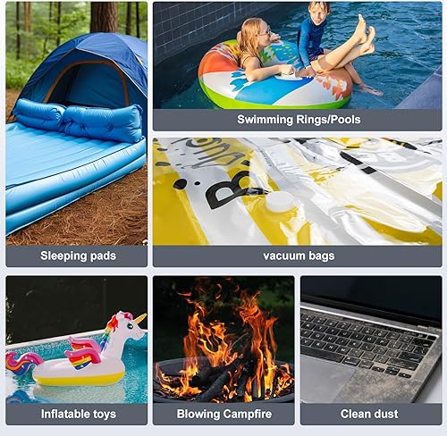 Miniatura 7 de Bomba de aire portátil y mini para inflables, bomba de colchón de aire con batería de alta potencia de 1600 mAh recargable por USB, desinflado para