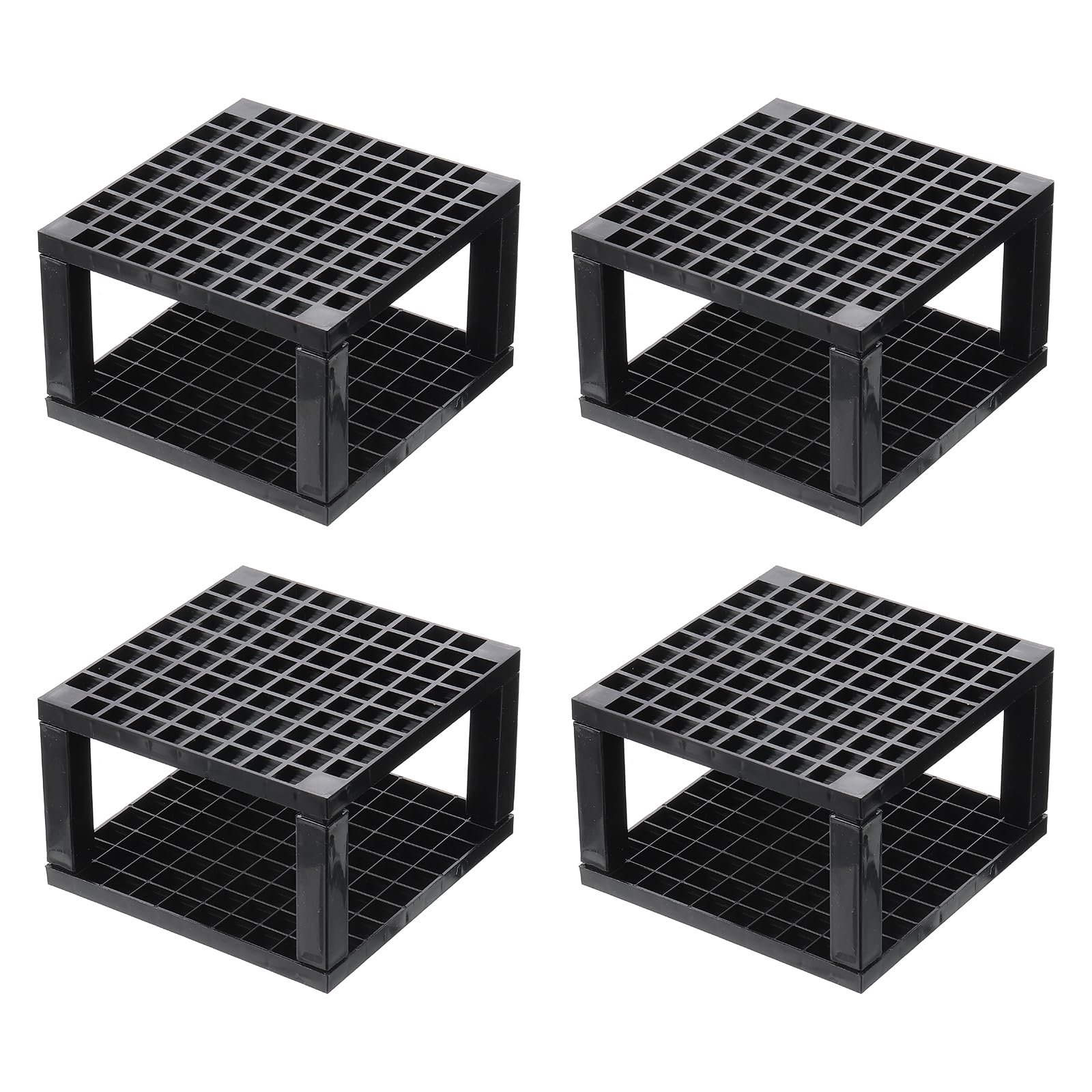 PATIKIL 4pcs Black Plastic Paint Brush Storage Organizer, 96 Holes, Square, Minimalist, Artist Desk Makeup Pencil Holder