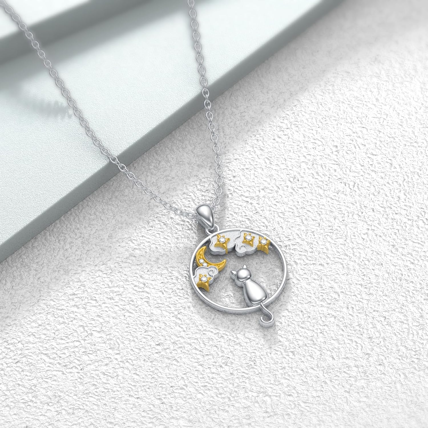 Diamond Cat Necklace for Women - 925 Sterling Silver Pendant With Lab Grown Diamond - Jewelry Gifts for Cat Lovers - Image 5