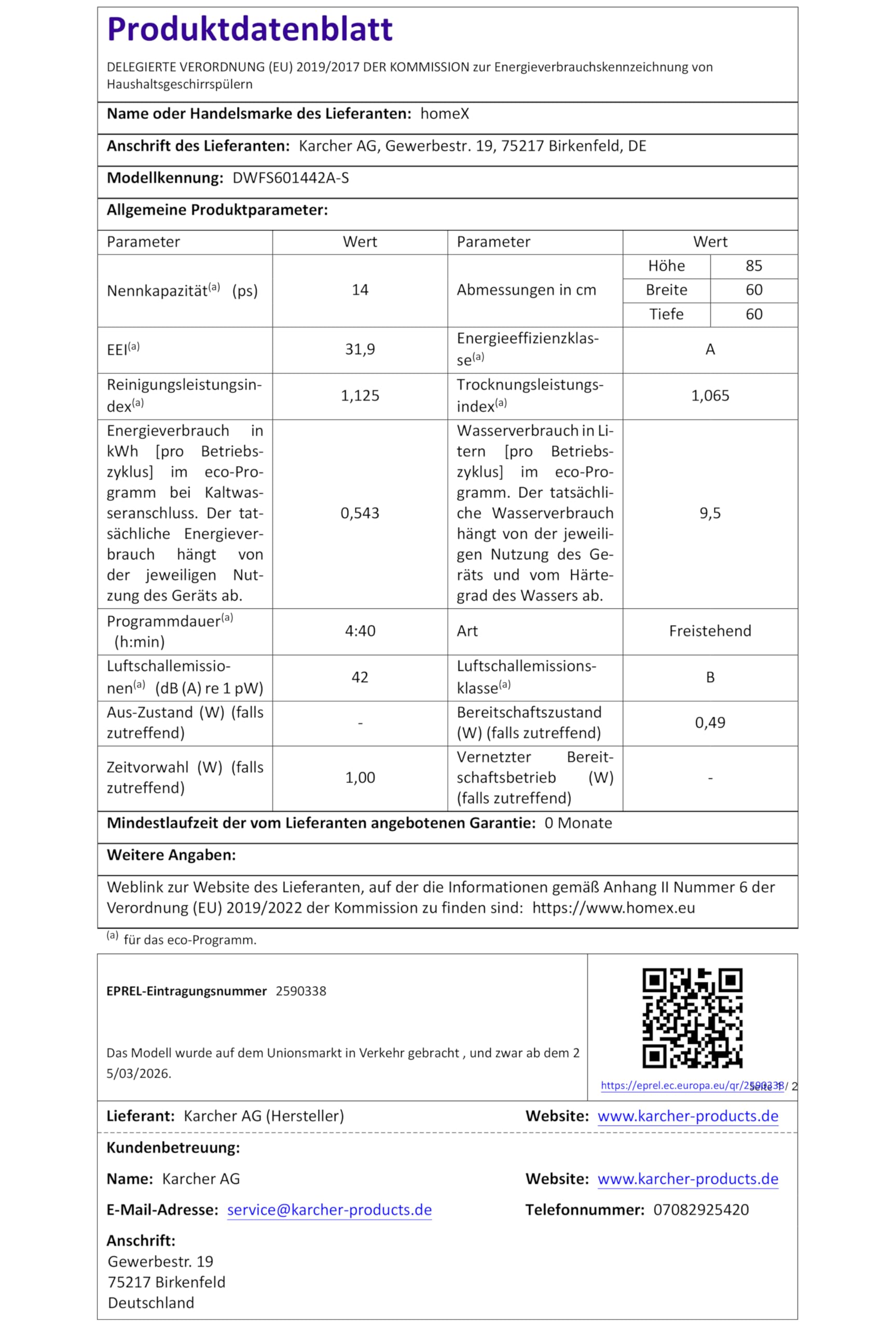 homeX DWFS601442A-S Geschirrspüler 60 cm, Spülmaschine freistehend - 14 Maßgedecke, 9 Programme, Energieklasse A, AquaStop, Besteckschublade, 42 dB, Überlaufschutz, Auto Door, Unterbaufähig, Silber