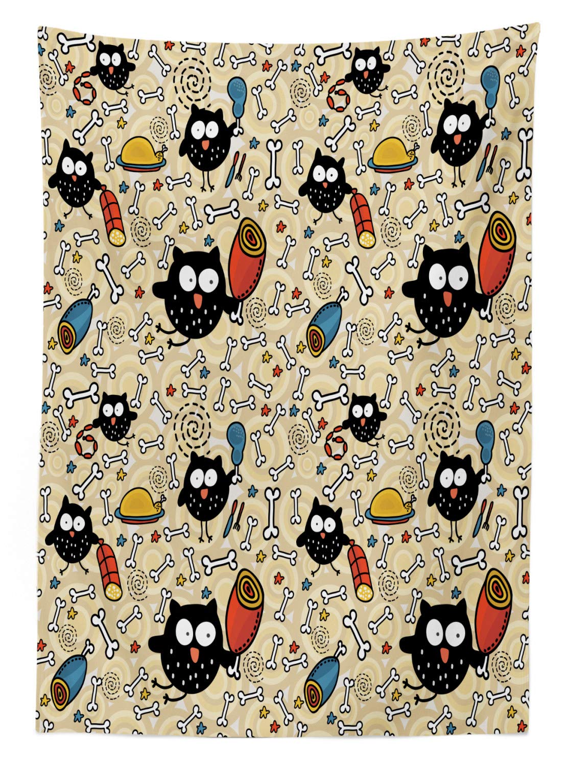 ABAKUHAUS Tovaglia Africana 'Madre E Figlio' - Rettangolare 140x240cm - Poliestere, Impermeabile, Scarlatto/Giallo/Nero - 2
