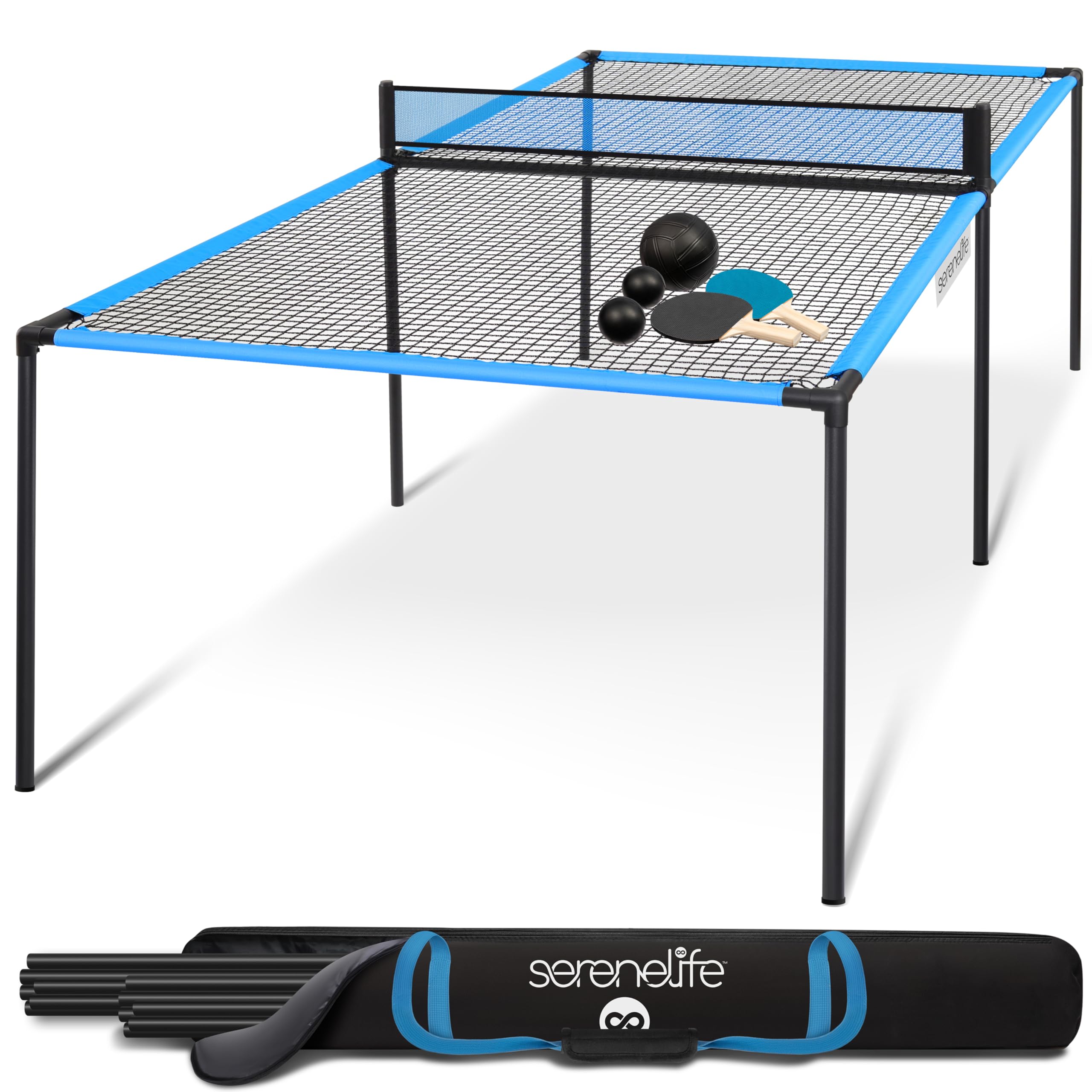 Serenelife Mesa de Ping Pong, Tamaño Mediano, Tenis de Mesa, Plegable, Portatil, Incluye Red