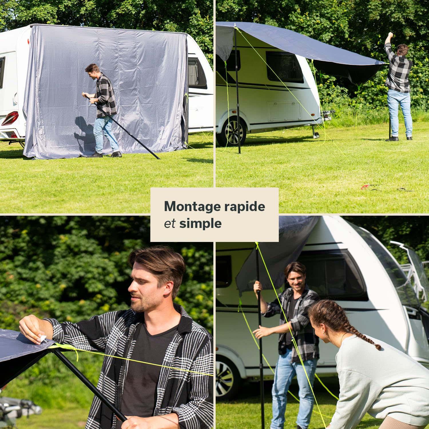 Skandika Auvent Freeway | Voile d'ombrage avec ralingue, Tarp, avancée pour Caravane, Store banne, Protection Solaire UV 50+, Colonne d'eau 3000 mm | Camping-Car, Caravane, Bus, Camping (3 x 2,4 m)
