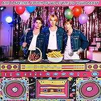 Vista 3 de Mantel temático de 6 pies, 72 x 30 x 30 pulgadas, mantel con temática de radio retro disco lavable, mantel rectangular de poliéster de los años 90