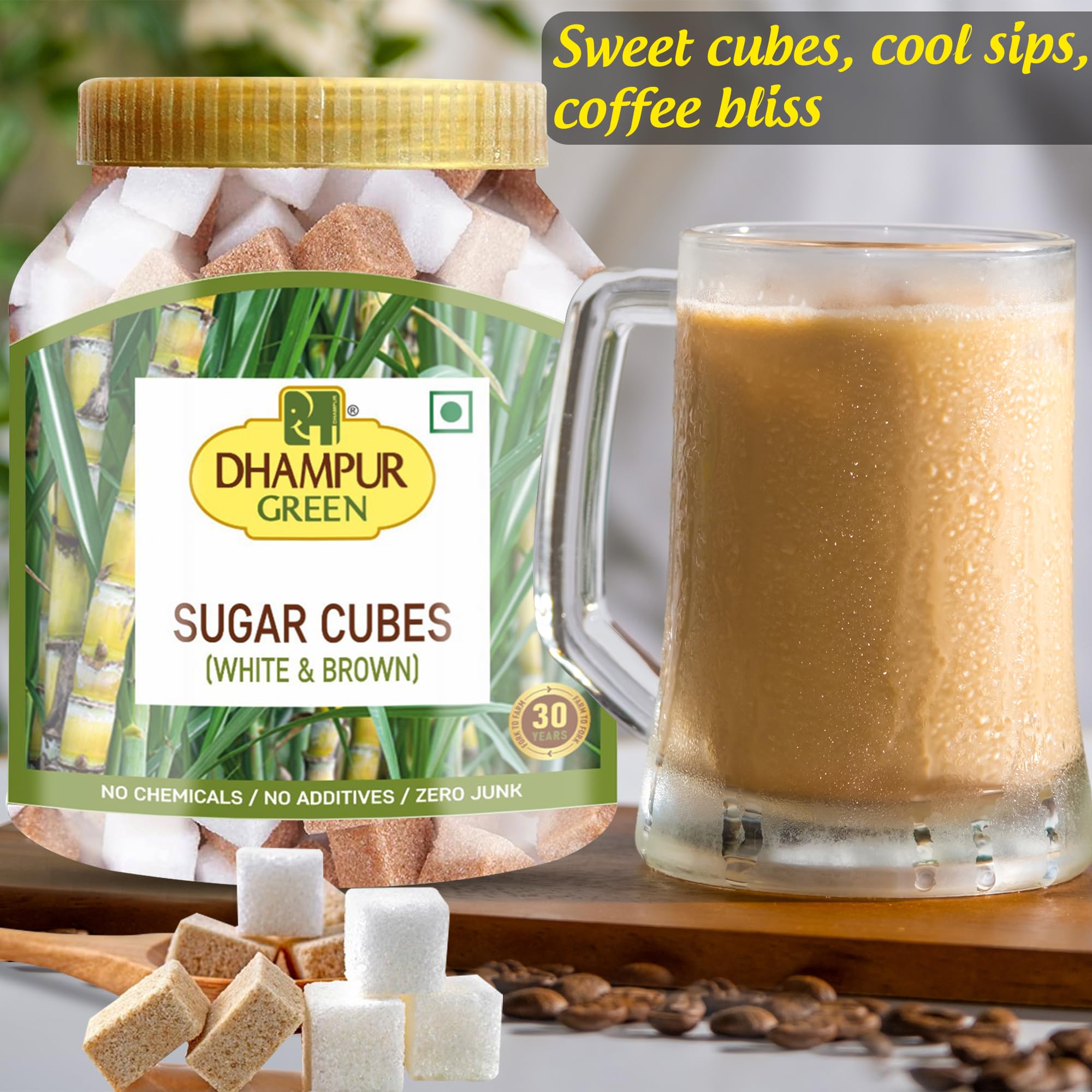 Dhampurgreen Brown & White Sugar Cubes, 800g | Mix Sugar Cubes, | Sugar Cubes For Tea And Coffee | Sulphurless | No Chemicals - Image 6 thumbnail
