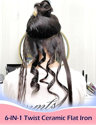 Miniatura 4 de ANGENIL Plancha plana de cerámica Pro Twist de 1 pulgada, alisador y rizador de pelo de doble voltaje 2 en 1, plancha plana redonda