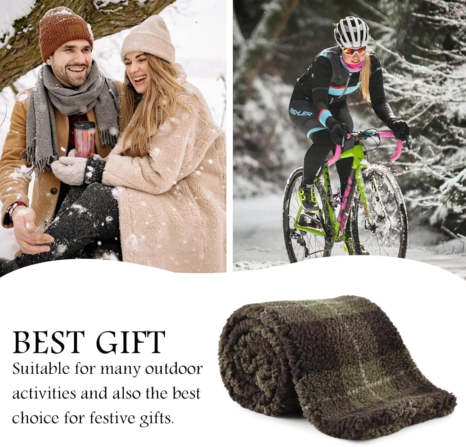 PESAAT Women Winter Scarf Fleece Lady Neck Warmer Classic Scarves for Girls Cold Weather - Image 5