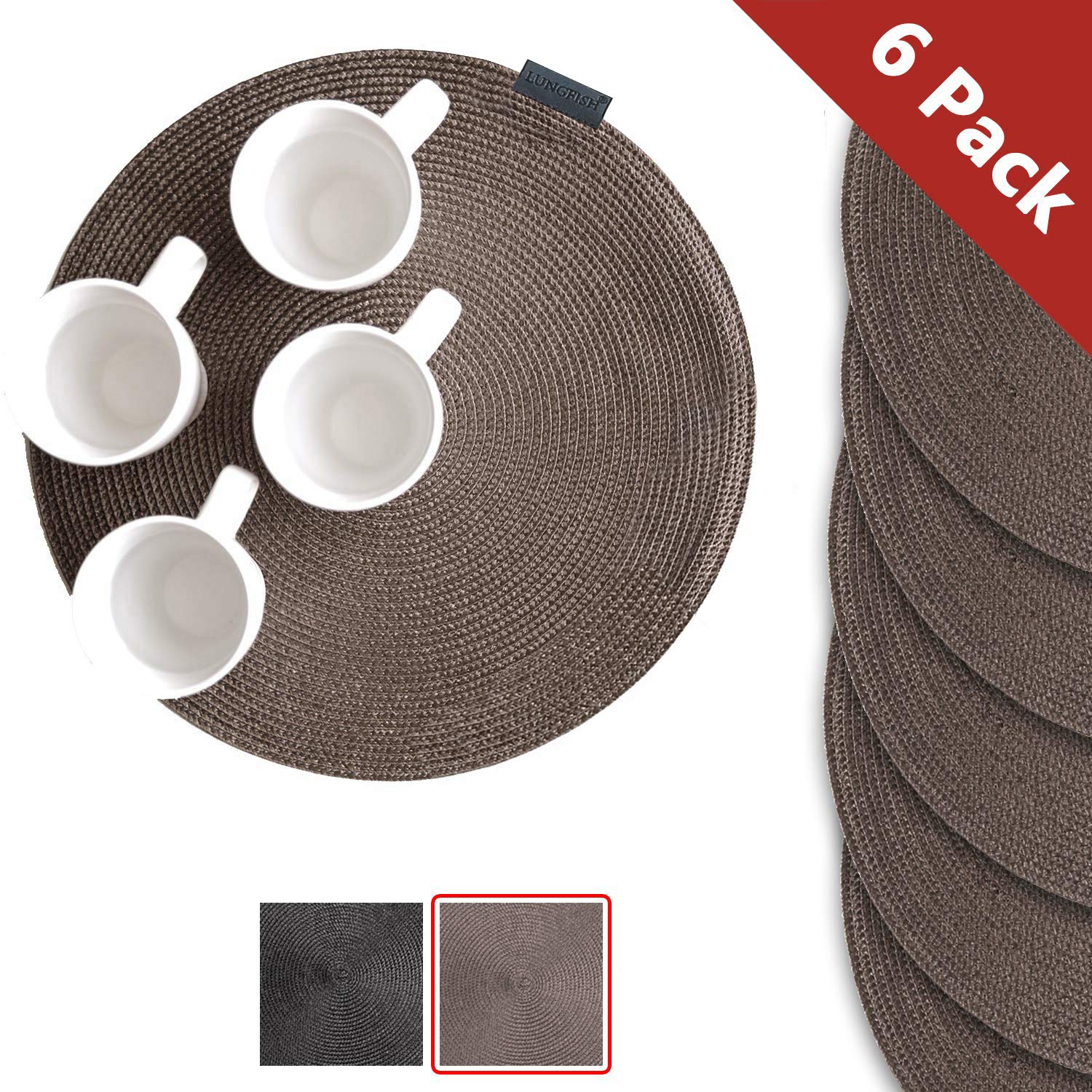Benson Mills Braided Edge Round Placemats (Set of 6), 15