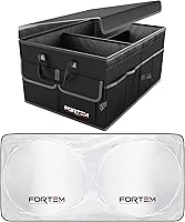 Vista 1 de FORTEM Organizador de maletero de coche (negro, estándar) + parasol grande para parabrisas