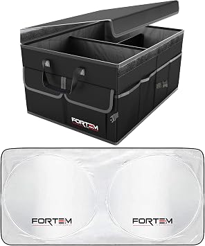 FORTEM Car Trunk Organizer Black, Standard + Large Windshield Sun Shade