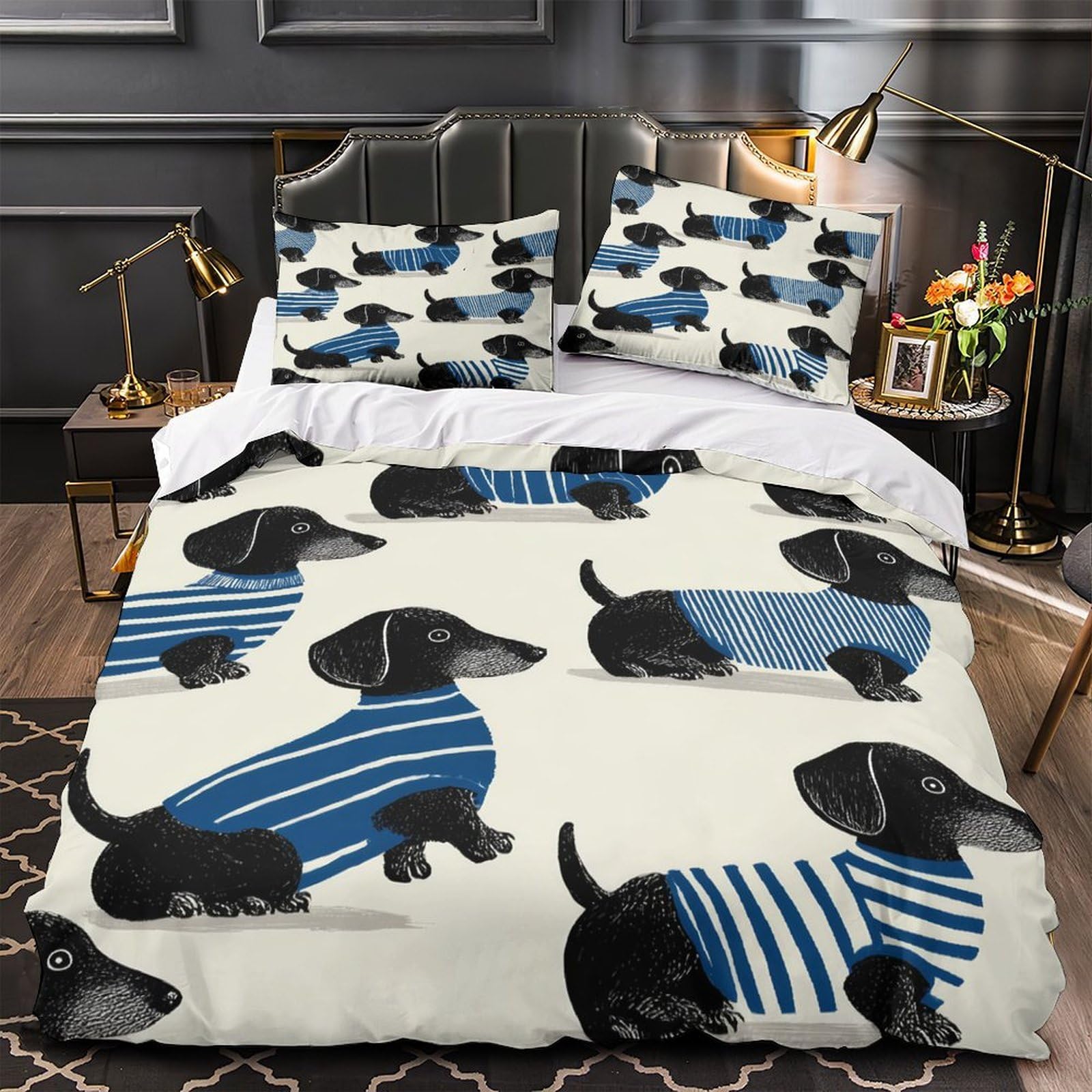 Housse de couette 3D animal mignon 200x200 cm hypoallergénique en microfibre douce