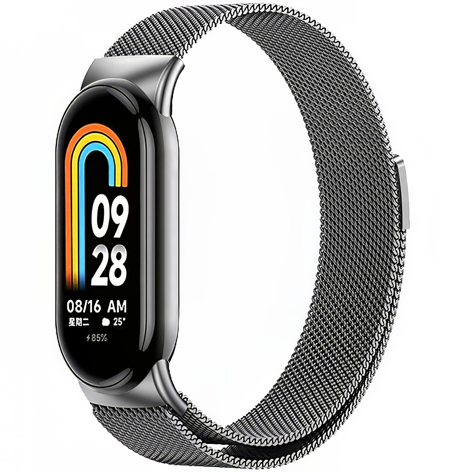 Harikiri Magnetic Straps Compatible with Xiaomi Mi Band 9/8,Metal Replacement Strap for Women and Men, Gray, 140-215 mm