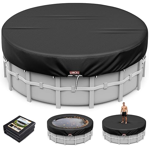 LXKCKJ 10 Ft Round Pool Cover, Solar Pool Covers for Above Ground Pools, Summer Pool Cover Protector with Cover Accessories, Round Hot Tub Cover Ideal for Waterproof and Dustproof (Black)