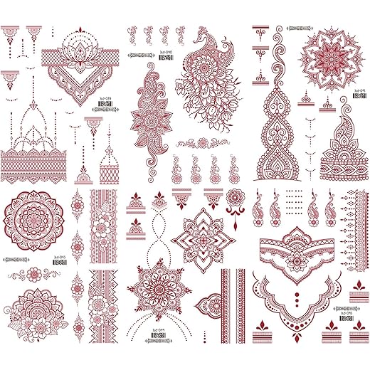 Mehndi Stickers 6Pcs Waterproof