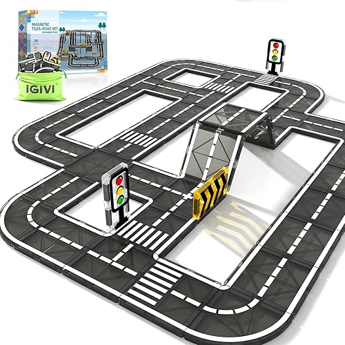 Paquete de piezas magnéticas para creación de carreteras, bloques de construcción magnéticos STEM para niños pequeños, juguetes de Navidad para
