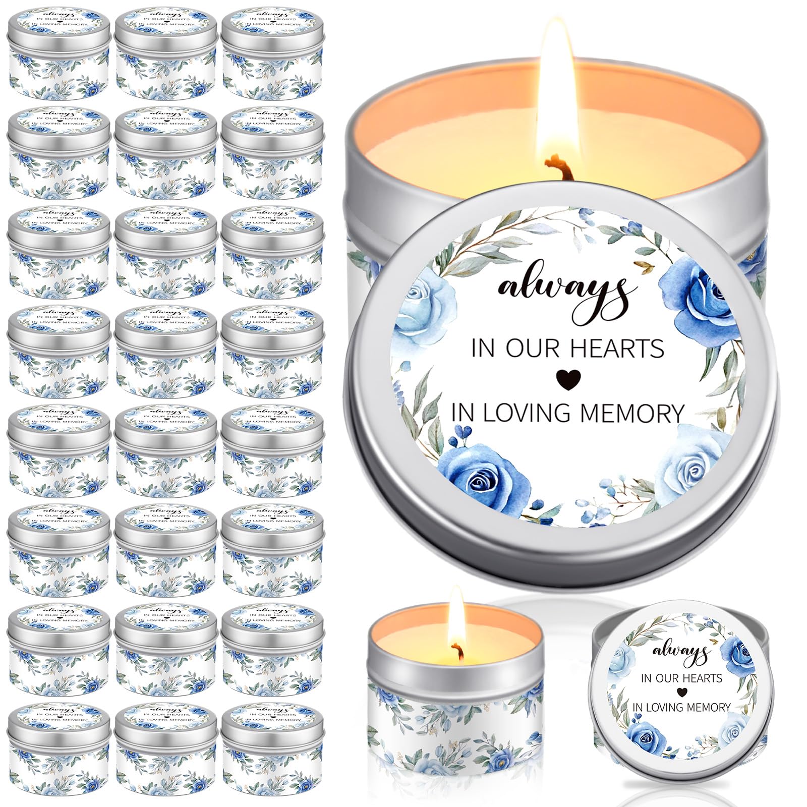MTLEE 24 Pcs Funeral Memorial Candles Funeral Favors for Guests Celebration of Life Supplies Lavender Scented Tealight Sympathy Gifts Memorial Service