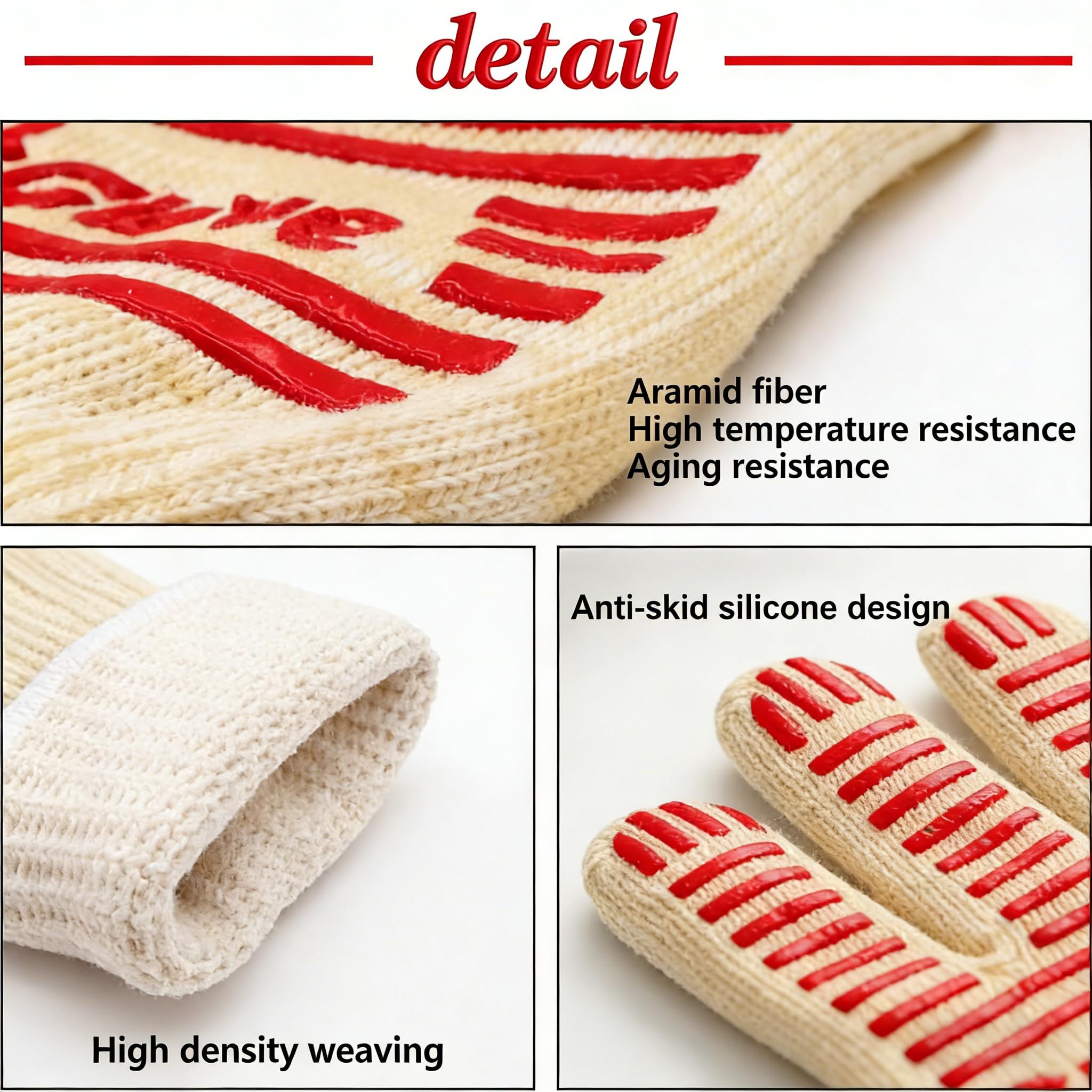 Lot de 2 gants de cuisine résistants à la chaleur à 540 degrés, gants de cuisine antidérapants en silicone avec doigts, gants de barbecue pour cuisine/pâtisserie